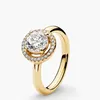 Anelli di cluster S925 Anello di fidanzamento in gemma in oro in oro in argento con rivestimento scintillante e rivestimento in cristallo