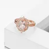 Wedding Rings Fashion Women Princess Ring Rose Gold White Sapphire Engagement Party Accessory Size 6 7 8 9 10