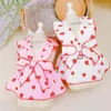 Dog Apparel Summer Strawberry Print Dress Fashion Flying Sleeve Puppy Skirt Cute Cat Princess Pet Costumes Chihuahua Clothes