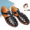 Sandales d'été élégant pour l'homme en cuir quotidiens chaussures romaines mode homme robe d'affaires décontractée plage confortable chaussures plates