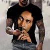 Rap Singer Printed Men's T-shirt Casual Round Neck Short Sleeved Street Hip-hop T-shirt