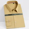 Men's Dress Shirts Long Sleeve Slight Strech Bamboo-fiber Without Pocket Quality Comfortable Standard-fit Smart Casual Shirt
