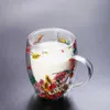 Mugs YWDL 1/2 double walled glass cup with handle heat-resistant tea coffee cup espresso milk cup gift J240428