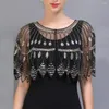 Ethnic Clothing Women Sequin Cape Beaded Bridal Cover Up Evening Party Flapper Deco Free Size Polyester Comfy Fashion