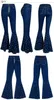 Damesjeans Hoge taille Stretch Pearl Women Flare Pants Wide Been Boot Cut Denim broek Kralen diamanten bell bodem palazzo bootcut