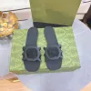 New flat sandals with G decorative buckle and custom material decorative stitching G pattern size 35-42 with box