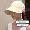 Berets Women Summer Gardening Cap Kapian Ladies Great Brim Hat Ochrona słońca z dziurą do podróży