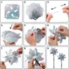 Garden Decorations 4Pcs Reflective Birds Repellent Windmills Sparkly Pinwheel with Stake Bird Scare Devices for 2024 Spring Garden Decor Supplies