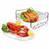 Double Boilers Justdolife 7Inch Air Fryer Rack Set Versatile Grilling Layer With Skewers Steaming Drain Oil Holder For Kitchen