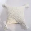 Pillow YIRUIO Cozy Breathable Chenille Cover 45 45cm V Stripe Cute Tassel Sofa Bed Decorative Knitted Throw Case