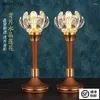 Candle Holders 2pcs Crystal Glazed Lotus Candlestick Home Buddha Hall Offering Buddhist Utensils Decoration Decor Table Holder