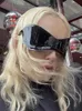 Sunglasses Oversized Cyberpunk Retro One Piece Sunglasses with Future Tech for Women Men Y2K Fashion Super Sunglasses Punk Mask UV400 T240428