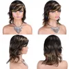 Pixie curto corte as perucas de cabelo humano onduladas Mulletcut desgaste sem glue e a máquina cheia de máquina feita com franja peruana Remy Hair