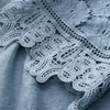 Women's Blouses Women Vintage Hollow Out Lace Chiffon Shirt Lady Patchwork Bow V-Neck Top T-Shirt Three Quarter Sleeve Tops