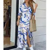 Designer de luxe d'été surdimensionné s / m / l / xl1 / 5xl robe lettre de mode imprimer la protection solaire à manches longues à lampe à jupe longue robe de chemise de bouton pour femmes