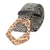 Bältesbältet Kvinnor Luxury Leopard Mönster Straw Woven Elastic Stretch Wide Midj för klänningar med Buckle Luxus Marken