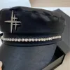 Berets 202404-df INS CHIC Autumn Satin Fabric Cross Starlight Drill Chain Lady Service Hat Women Visors Cap