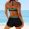 Swimwear féminin 2024 Femmes High Waist Bikini Suit deux pièces de maillot de bain Fashion Beachwear Vintage Imprimé Sexy Bathing