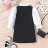 Abiti da ragazza Abito autunno abito da caduta preppy girare il colletto a manica lunga uniforme a-line con cravatta