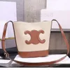 women handbags Ce split cel Bucket bucket bag Canvas messenger leather bag designer Cowhide has a beautiful capacity Triumphal Arch bucket bag single shoulder c WHIP