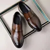 Casual Shoes Fashion Men Dress Soft Sole Slip On Black Leather For Point Toe Business Formal MPX211