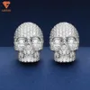 Neuestes Design Fein Schmuck 925 Sterling Silber Hochqualität Bling Skull Studs HipHop ECED VVS Moissanite Ohrringe für Männer