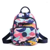 Mochilas de nylon à prova d'água de mochila para mulheres Impressão de flores Bolsa de ombro de bolsas de estilo Preppy Mini Mini Rucksack Bolsas Girls Mochila