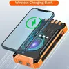 Mobilfunkbänke wasserdichte Outdoor-Solarzellenpackungen mit großer Kapazität von 20000mAh und 30000 mAH Notfall-Wireless Power Pack 4-Wire Universal J240428