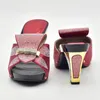 Dress Shoes High Quality Matching Italian And Bag Sets For Wedding Arrival Red Color Set Decorated With Rhinestone