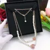 Kvinnors tröja kedja hänge halsband chanells smyckesdesigner lyx c logotyp höst och vinter choker cclies pearl diamant long-chain 7541
