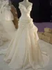 Elegante geraumte Meerjungfrau Brautkleider Kristalle Perlen Lange einfache Braut Empfangskleider Falten Schatz Satin Braut Kleid ärmellose 2024