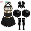 Kinderen en meisjes cheerleading jurk mouwloze dansjurk Halloween cheerleading kapitein uniforme competitie cheerleading performance kleding 240425