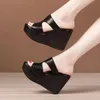 11 cm High Heel Calages Sandales pour les femmes 2023 Plateforme d'été chaussures de mode rouge noir blanc grand taille 240417