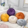 装飾的な丸いプリーツスロー枕、上品なアクセントパンプキンスロー枕、ソファカウチバニティチェアベッド用のビンテージベルベット床枕