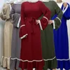 Ethnic Clothing Elegant Women Dubai Abaya Dress Islamic Muslim Turkey Belted Robe Gown Female Vestidos S-2XL