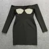 416 L 2024 Milan Runway Dress Frühlings Sommer Ärmel und Schwarze sexy Kleider Damenkleid Mode hochwertige Bohon