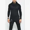 Herrtröjor Volalo 5xl obalans Hem Pocket Songe Sweatshirt For Men Clothing Autumn Turtleneck Top Hoodie