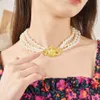 Projektant biżuterii Naszyjniki Koreańska wersja zestaw z diamentową bransoletą perłową + naszyjnik wielowarstwowy łańcuch obojczyka na szyję (żeński) Prezent na Dzień Matki