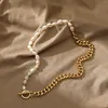 Choker Nice Half Cuba Chain Freshwater Pearl 14k Real Gold plaqué Collier cubain pour hommes et femmes 2024