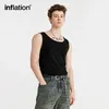 Men's Tank Tops INFLATION Slim Fit Ribbed Men White Gym Sportswear Sleeveless T-shirts