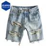 Män mode trasigt hål höfthop denim shorts sommar streetwear harajuku rippade jeans shorts avslappnade korta byxor byxor 240417