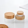 30G Cream Bottle Bamboo Wood Cover Glass Cosmetic Bottle Lip Gloss Containers