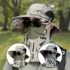 Berets Outdoor Fishing Cap Wide Brim Men's Large Shawl Neck Cover Face Sunshade Hat Camouflage Sun UV Protection Shade Hats