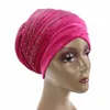 Rhinestone Velvet Muslim Scarf Hijab Ready to Wear Turban Caps African Hat Womens Head Wraps Female Headscarf Bonnet 240416