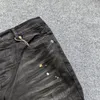 Мужские джинсы Американская Хай -стрит -краски дыра Black 9045 2024 Качество модной тенденции