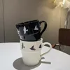Кружки Ahunderjiaz-Retro Creative Ceramic Cup Pird Print Homefice Kitchen Beverage Set Office Coffee Coffee и водяные напитки