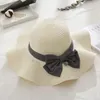 Wide Brim Hats Wavy Panama Straw Hat Summer Korean Style Big Bow Cover UV Protection Sun Seaside