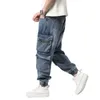 Męskie dżinsy Modne Spodnie Cargo Casual Elastyczne talia luźne luźne joggery dżinsowe spodnie uliczne odzież harem