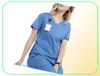 Scrub vneck di alta qualità tops di bellezza per al infermieristica pantaloni in vita elastica unisex uniforme traspirante accessorio44404061
