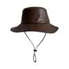 Berets Autumn Winter Western Cowboy Hat Pu Leather Fashion Camping Mountaineering 4 Färger Kvinnlig Cap Outdoor Wear